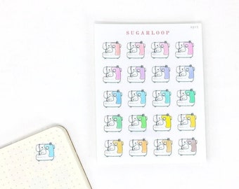 Cute Hand Drawn Sewing Machine Bujo Planner Stickers: Rainbow | Doodle Craft Quilting Sew Hobby Home Mom To Do Reminder Tasks  HBY3