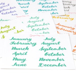 Months of The Year Planner Bujo Planner Stickers: 1.5 38mm 2 50 mm 16 Colors Hand Lettered Script Monthly MOS3 image 10