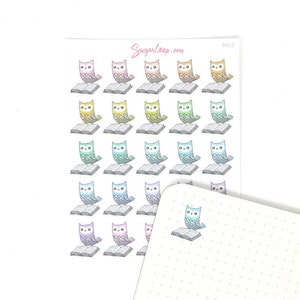 Reading Book Club Cute Vintage Style Owl Stickers for Journals & Planners: Rainbow | Reading Ebook Writing School Homework Mom Teacher OWL2