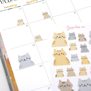 Cute Kawaii Cat Bujo Planner Stickers  | Kitty Litter Box Cleaning Pet Care To Do Tasks Chores  Hobo Monthly Weekly CAT1