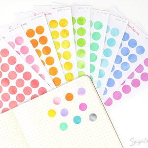 Dot Round Circle Bujo Planner Stickers: 0.5”(12 mm) | Bullet Journal Rainbow Colorful Color Code Smudge-Proof Writeable Month Day Date DOT29