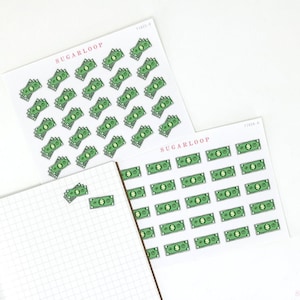 Pay Day Budget Finance Bujo Planner Stickers  |  Journal Money Stack Bank Note Spending Tracker Travel Expense Bills Loan Save TN FIN1