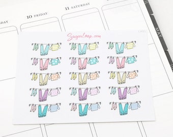 Cute Laundry Bujo Planner Stickers  | Kawaii Laundry Day Washing Day Doodle Clothes Pastel Calendar Task To Do Journal  LAU1