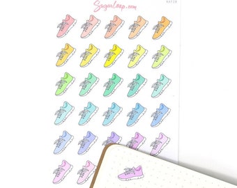 Hardlopen Joggen Wandelschoenen Stickers voor Planners & Tijdschriften: Regenboog | Hardlopen Joggen Lopen Gezondheid Fitness Gewicht Cardio Tracker Hobo HAF2