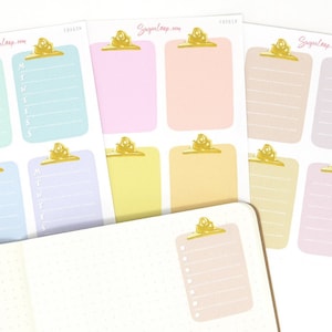 Full Box Clipboard Style Bujo Planner Stickers: Lined Checklist Blank Hand Drawn Pastel Neutral Writeable Work Teacher FBX44 image 1