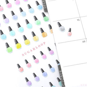 Nail Polish Mani Pedi Bujo Planner Stickers: Rainbow Manicure Pedicure Beauty Salon Reminder Appointment Spa Hobo BEA6 image 4