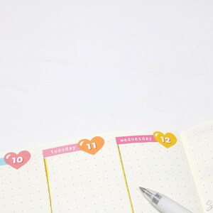 Kawaii Cute Heart Date Bujo Planner Stickers Day Cover Diary 1-31 DIY Countdown Calendar Numbers Undated Hobo TN DAT24 image 4