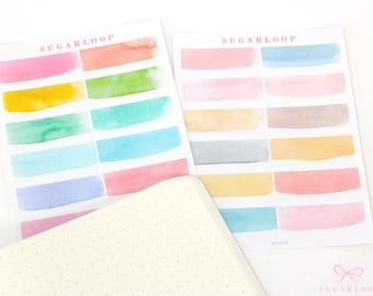 Watercolor Planner and Journal Stickers: Days, Months, Tasks, To Do, Quarter Box Labels