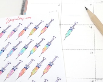 Syringe Planner and Journal Stickers: Medical and Beauty Appointment Reminders