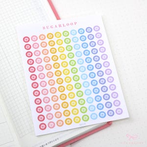 ミニ タイニー ドット ラウンド サークル Bujo プランナー ステッカー: 0.25 インチ (6 mm) | 花のモチーフ カラー コード チェックリスト To Do タスク 雑用 レインボー DOT10