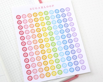 Floral Dot Planner and Journal Stickers: Rainbow Color Code, Bullet Points, Checklists