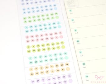 Pastel Mini Date Planner and Journal Stickers: Journaling Calendar Dots (6mm)