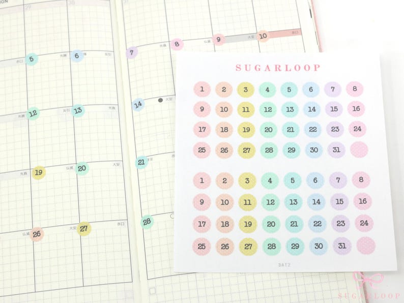 Mini Date Display Pastel Mini Date Planner and Journal Stickers (6 Mm) - Etsy
