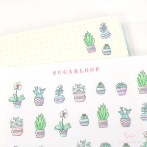 Stickers Bujo pour plante en pot dessinés à la main | Doodle rappel d'arrosage d'eau tâche à faire maison travail bureau jardin jardinage PLT1