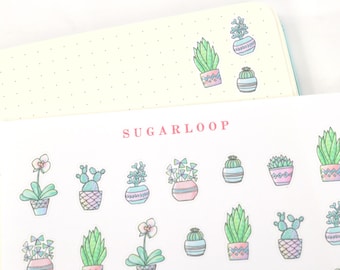 Hand Drawn Pot Plant Planner and Journal Stickers: Journaling and Planning Icons, Watering Reminders