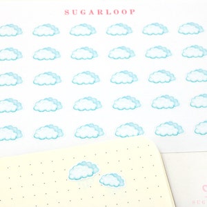 Cloudy Watercolor Weather Bujo Planner Stickers  | Icon Trackers Season Daily Weekly Monthly Cloud Overcast Rain Hand Drawn WWC4