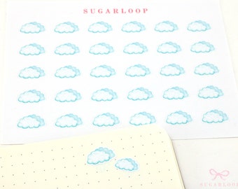 Watercolor Cloud Planner and Journal Stickers: Weather Journaling Icons