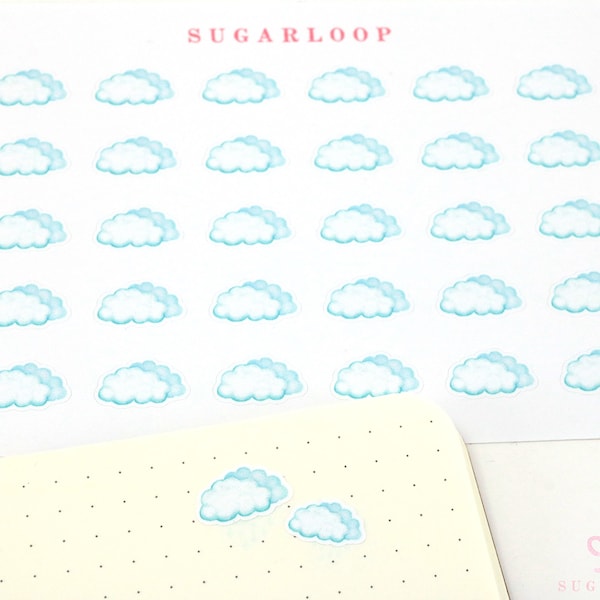 Cloudy Watercolor Weather Bujo Planner Stickers  | Icon Trackers Season Daily Weekly Monthly Cloud Overcast Rain Hand Drawn WWC4