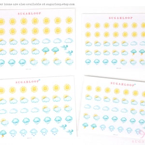 Sunny Summer Watercolor Weather Bujo Planner Stickers Icon Trackers Season Daily Weekly Monthly Cloud Spring Garden WWC2 image 8