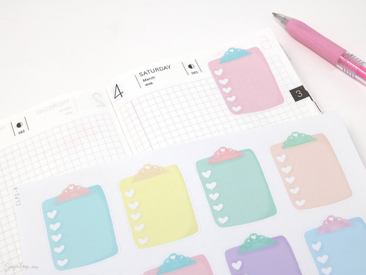 Clipboard Planner Stickers 8 Vintage Style Clipboard Etsy
