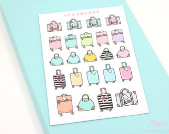 Travel Suitcase Planner and Journal Stickers: Vacation Journaling Stickers