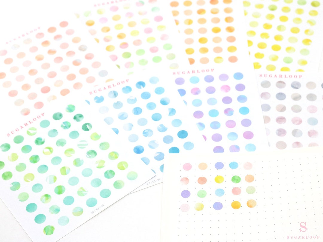 Watercolor Dot Planner and Journal Stickers: Bullet Pointschecklists ...