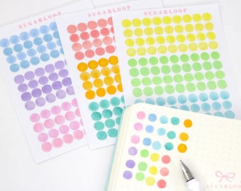 Watercolor Dot Planner and Journal Stickers: Rainbow Journaling Checklist (6mm)