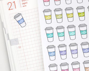 Coffee Cup Doodles Icon Stickers for Planners & Journals