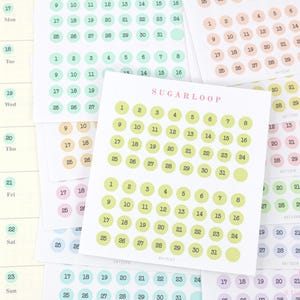 Mini Date Dot Planer & Journal Aufkleber: 0,25 in (6 mm) | Pastel Bujo Countdown Day Cover DIY Kalenderzahlen Undatiert Hobo TN DAT62