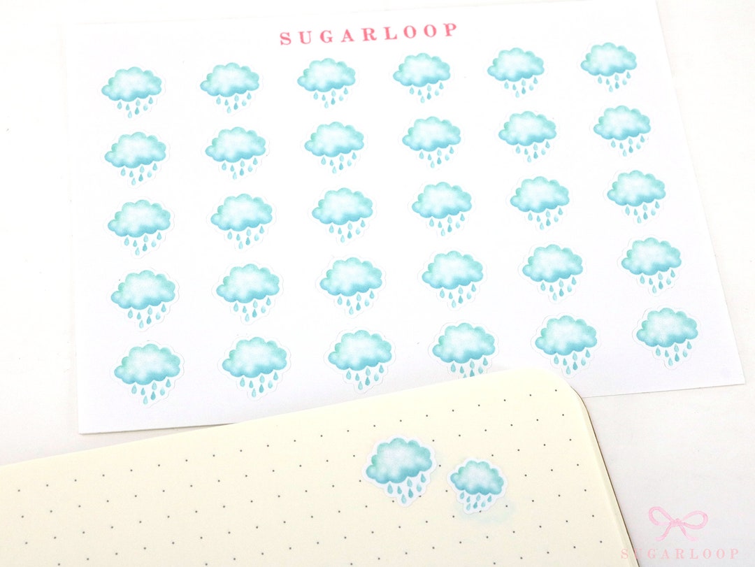 Rain Cloud Rainy Watercolor Weather Bujo Planner Stickers | Icon ...