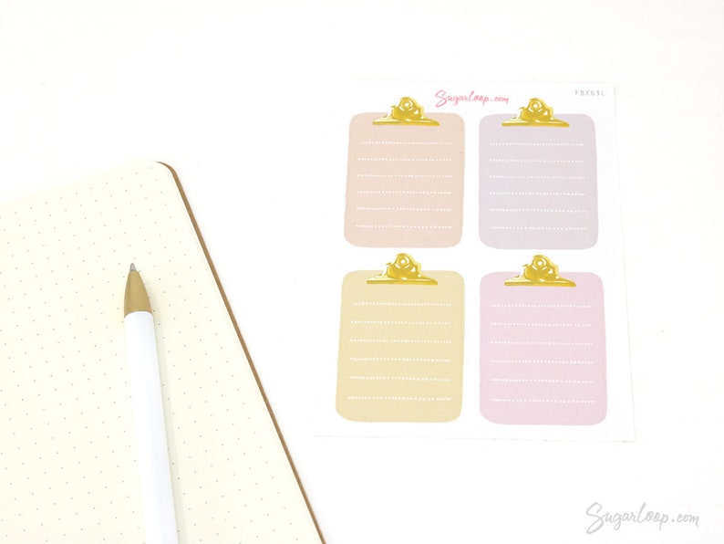 Full Box Clipboard Style Bujo Planner Stickers: Lined Checklist Blank Hand Drawn Pastel Neutral Writeable Work Teacher FBX44 Lined