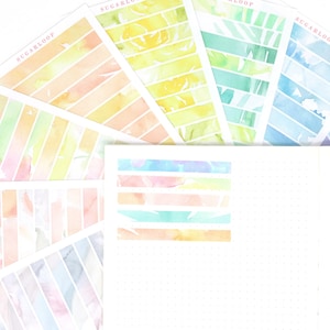 Washi Style Strip Bujo Planner Stickers:1.5 in (38 mm) x 0.5 in (12 mm) | Functional To Do Writable Smudge-Proof  Hobo STP1