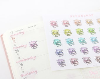 Book Stack Planner and Journal Stickers: Bookish, Bookworm, Study, Homework, Reading List