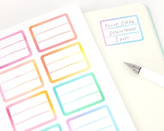 Watercolor Appointment Planner & Journal Stickers: Box Labels