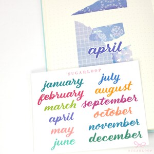 Monate des Jahres Planer und Journal Aufkleber: Schreibschrift Journaling Aufkleber