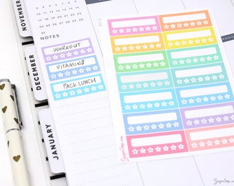 Weekly Habit Tracker Vertical Sidebar Bujo Planner Stickers: 1.5"(38 mm) Wide | Journal  Daily Monthly Star Exercise Reading Money WHT10