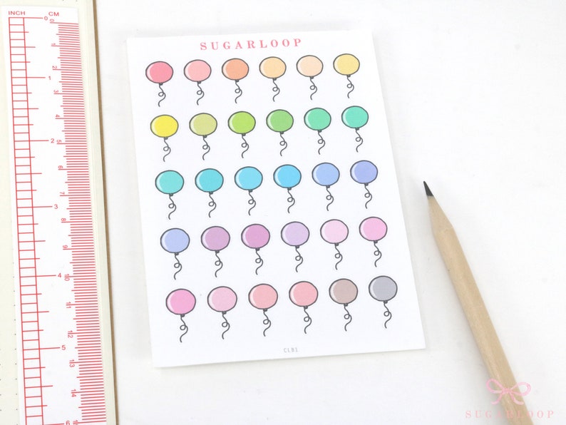 Cute Kawaii Balloon Bujo Planner Stickers Birthday Balloon Stickers for Celebrations Events Party Reminder To Do CLB1 image 2