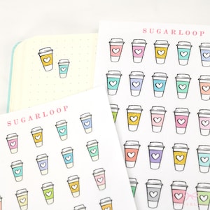 Leuke plannerstickers Coffee To Go-beker: regenboog | Café Datum Frap Iced Latte Warme Chocolademelk Thee Vergaderherinnering CFE8