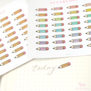 Niedliche Kawaii Doodle Bleistift Planer & Journal Aufkleber | Lehrer Schule Arbeit Büro Studium Stundenplan Schreiben Mama Hausaufgaben Hobo TN HBY1