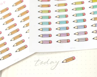 Kawaii Pencil Planner and Journal Stickers: School Work Study