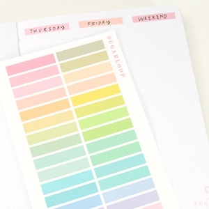 Header Title List Label Bujo Planner Stickers: 0.25" (6 mm) Tall Pastel Rainbow | Blank Functional Divider Strips Dividers HDR1