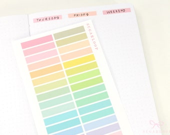 Koptekst Titel Lijst Label Bujo Planner Stickers: 0,25" (6 mm) Hoog Pastel Regenboog | Lege functionele scheidingsstroken Verdelers HDR1