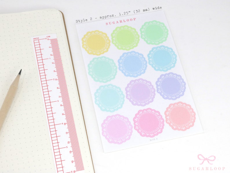 Round Bujo & Planner Deco Label Stickers: Doily Style Scalloped Edge Days Dates Months Task DIY Calendar Reminder Header Title To Do DLY3 2. Full Circle 32 mm