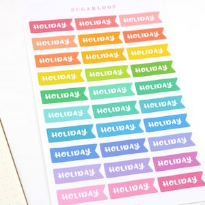 Vakantie borstel Script handgeletterde banner vlag Bujo Planner Stickers: regenboog | Travelers Notebook Vacay Vacation ICN34