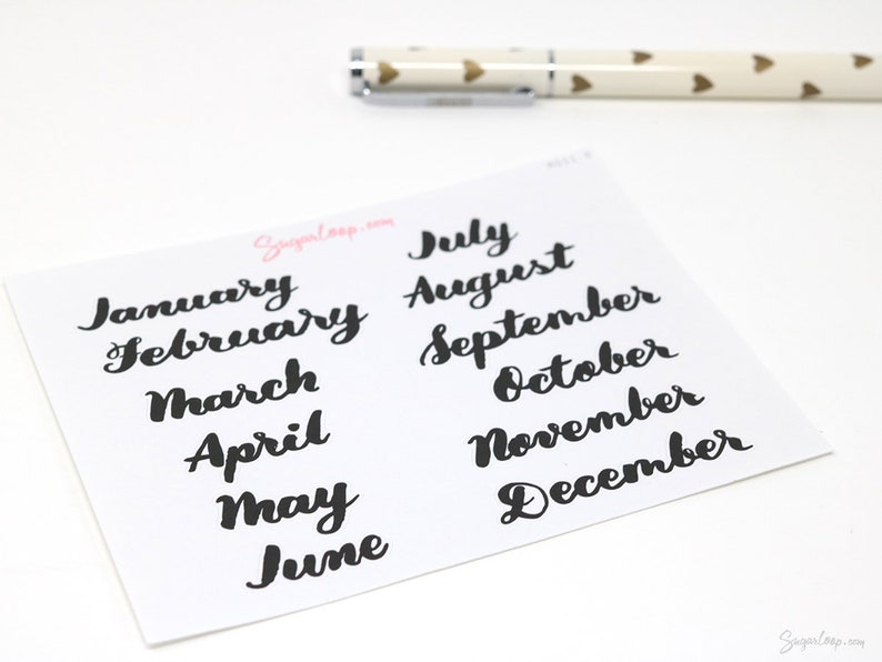 Months of The Year Planner Bujo Planner Stickers: 1.5 38mm 2 50 mm Hand Lettered Script Monthly Calendar MOS1 image 6