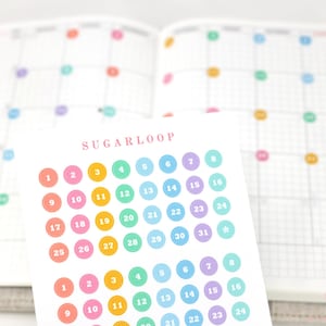 Mini Date Dot Planer und Journal Sticker: Zahlen für den Kalender und Tagebuch