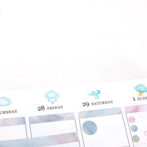 Watercolor Weather Kit Bujo Planner Stickers Bullet Journal Set Sunny Rainy Partly Cloudy Storm Season Daily Weekly Monthly Icon WWC1 image 4