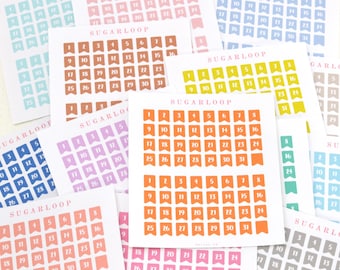 Pegatinas para agenda y diario con letras manuscritas: Banderines de colores para diario