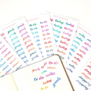 Clean Tore Notizen Shopping To Do Today Aufkleber: Regenbogen Aquarell Handlettering