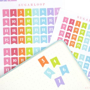 Agenda et stickers pour carnet de notes Kawaii Brush Script : tenir un journal des nombres du compte à rebours